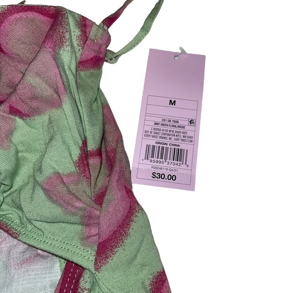 Wild Fable Mint Green Floral Sleeveless Cut Out Ruched Front Bodycon Dress | NWT - Picture 5 of 5